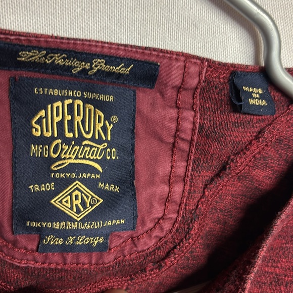 SUPERDRY Men’s Heritage Grandad Henley Long Sleeve Shirt Size X-Large - Picture 2 of 11